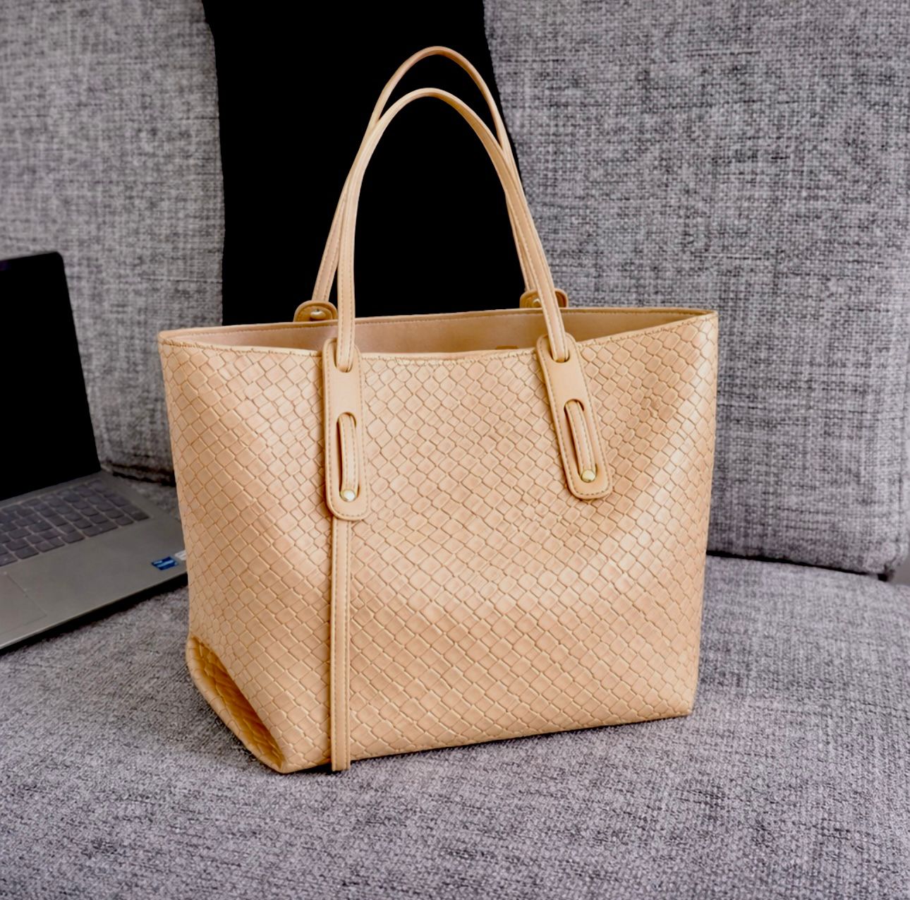 Spacious Camel Tote Bag for Office