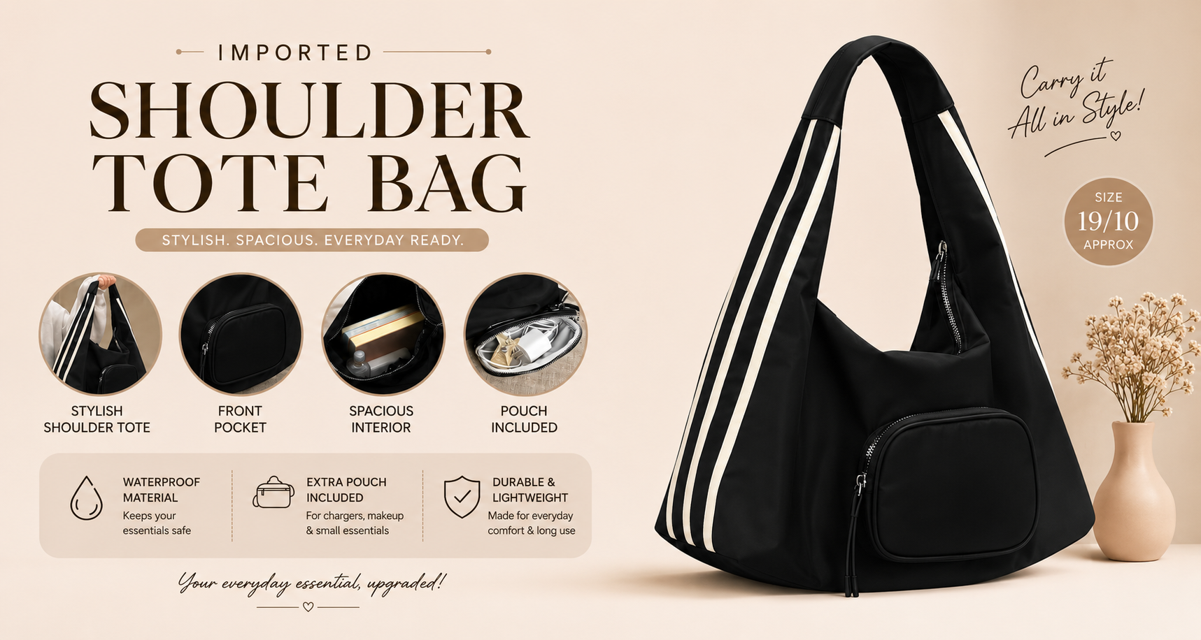Imported Shoulder Tote Bag