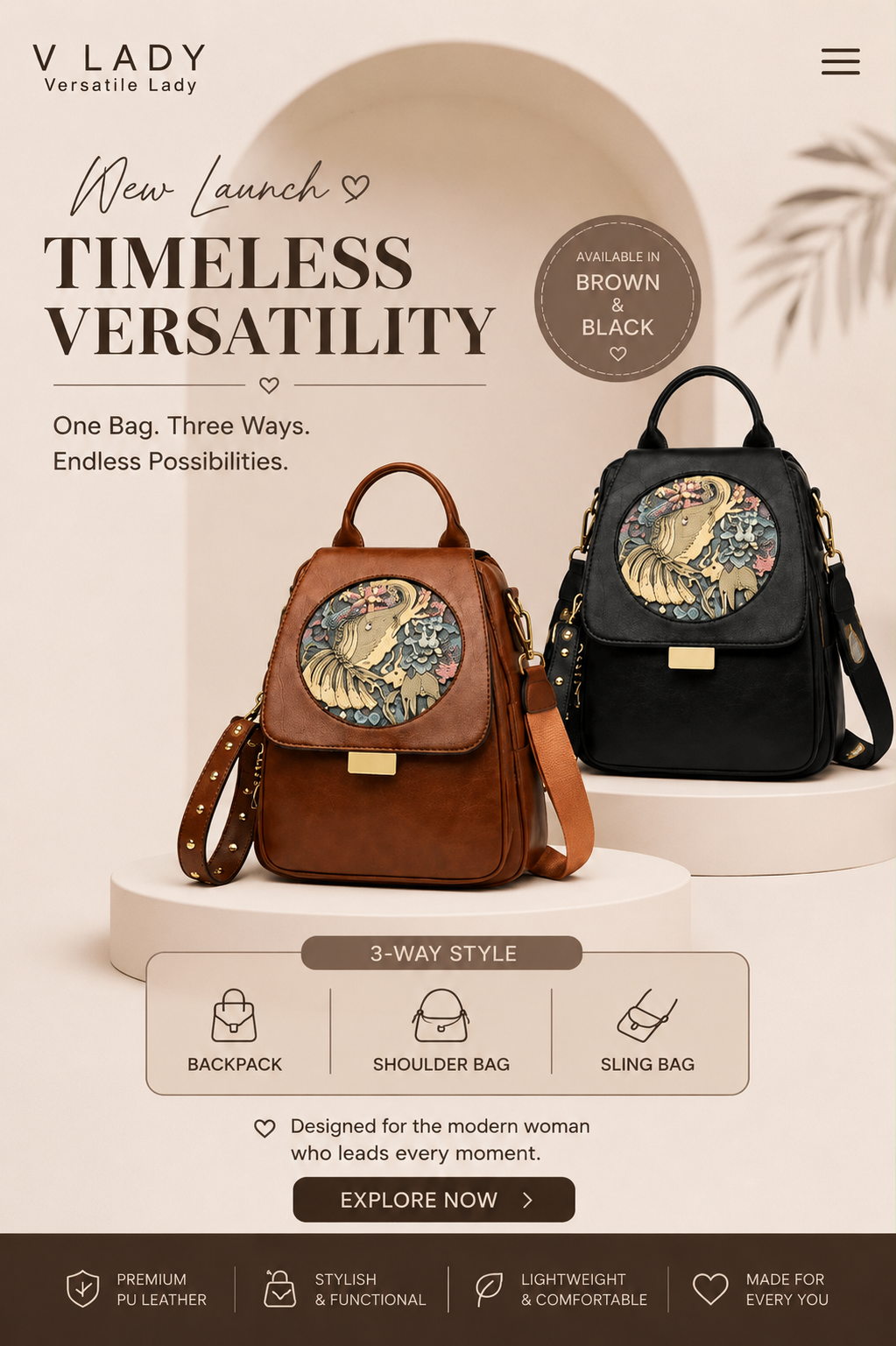 Elephant embossed Imported bag